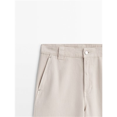 Pantalón ancho cropped mezcla algodón