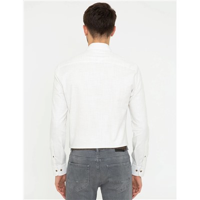 Bej Slim Fit Uzun Kollu Gömlek