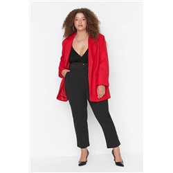 Trendyol Curve Siyah Beli Ayarlanabilir Kemerli Dokuma Büyük Beden Kumaş Pantolon TBBAW23AR00014
