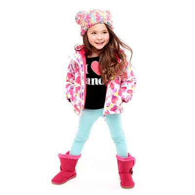 Toddler Girls Long Sleeve Printed Hooded 3-In-I Jacket