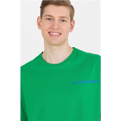 Erkek Elma Yeşili Oversize Bisiklet Yaka Tişört