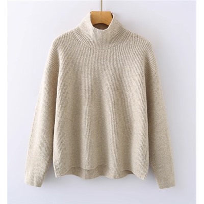 Однотонный свитер с высоким воротом из мягкой шерстяной смеси