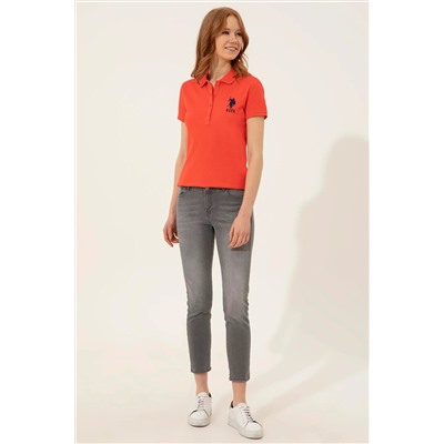 Kadın Kırmızı Basic Polo Yaka Tişört