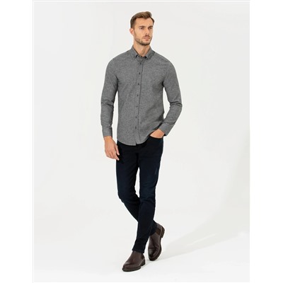 Gri Slim Fit Uzun Kollu Gömlek