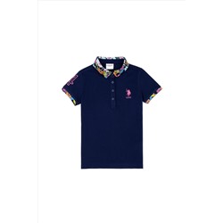 Kız Çocuk Lacivert Basic Polo Yaka Tişört