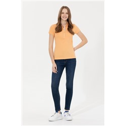 Kadın Turuncu Basic Polo Yaka Tişört