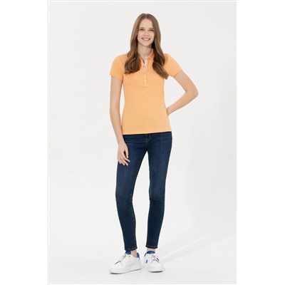 Kadın Turuncu Basic Polo Yaka Tişört