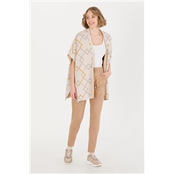 Kadın Camel Melanj Slim Fit Triko Pantolon