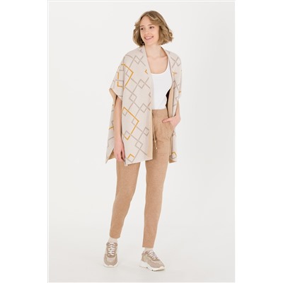 Kadın Camel Melanj Slim Fit Triko Pantolon