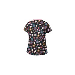 UA Wild Garden Black Print Scrub Top