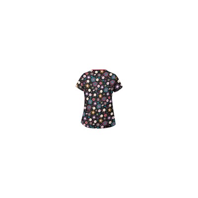UA Wild Garden Black Print Scrub Top