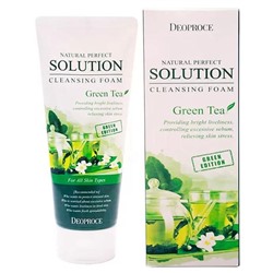 DEOPROCE NATURAL PERFECT SOLUTION CLEANSING FOAM GREEN EDITION GREENTEA Пенка для умывания с экстрактом зеленого чая 170г
