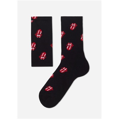 Kurze Herren-Sportsocken mit Rock-Band-Print