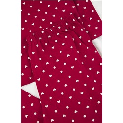 Bordo Kalp ve Puantiye Desenli Örme Pijama Takımı TBBAW25AI00065