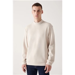 Avva Erkek Bej Yarım Balıkçı Yaka Soft Touch Standart Fit Normal Kesim Sweatshirt A22y1272 A22Y1272