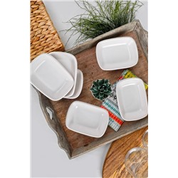 Keramika Mat Beyaz Dikdörten Çerezlik / Kayık 13 Cm 6 Adet ST501106F022A0000000AYD200