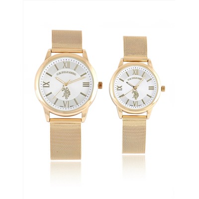 HIS AND HERS GOLD MESH STRAP WATCH SET