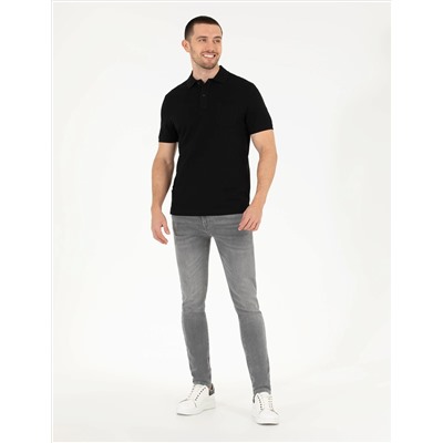 Siyah Regular Fit Polo Yaka Basic Tişört