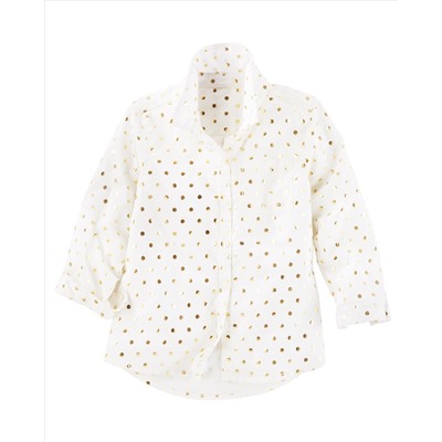 Gold Dot Button-Front Top