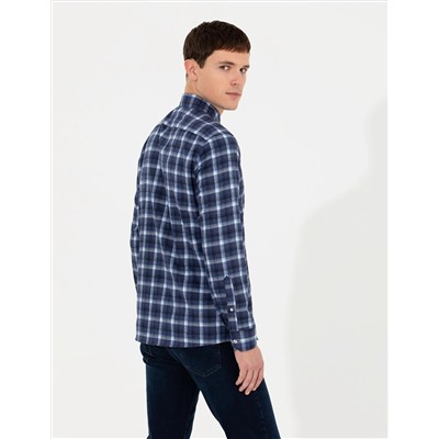 Lacivert Slim Fit Uzun Kollu Gömlek