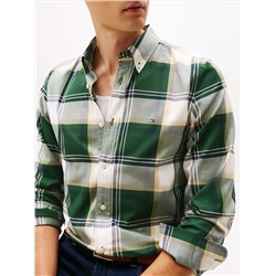 Slim Fit Check Stretch Herringbone Shirt