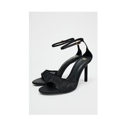 EMBROIDERED MESH HEELED SANDALS