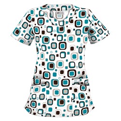 UA Funky Geo Teal Scallop Neck Top