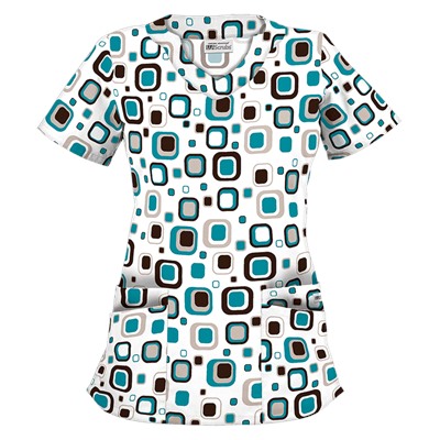 UA Funky Geo Teal Scallop Neck Top
