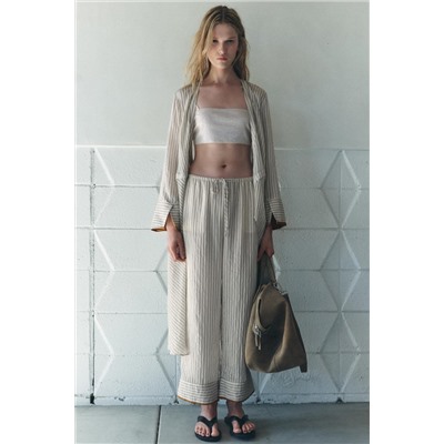 ZW COLLECTION CONTRAST PYJAMA-STYLE TROUSERS