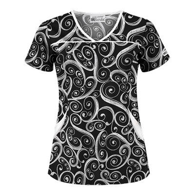 UA Windy White Print Scrub Top