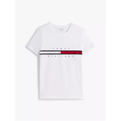 Embroidered Flag Stripe Logo T-Shirt