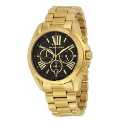 MICHAEL KORS Mid-Size Bradshaw Chronograph Black Dial Gold-tone Ladies Watch