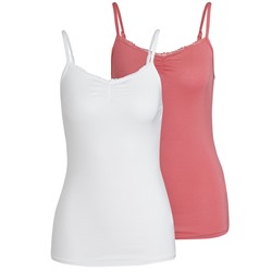 2 Damen Unterhemden mit Spitze