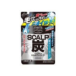 KOSE SCALP Mens Softymo Шампунь мужской с древесным углем глубокое очищение, сменная упаковка 400 мл