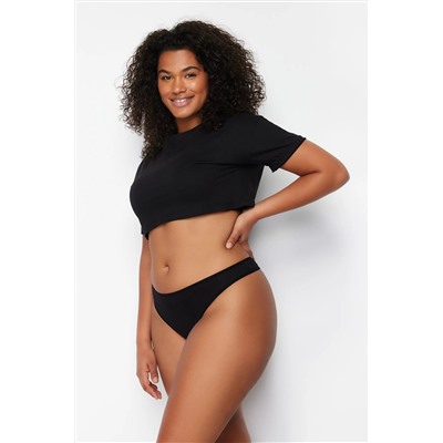 Siyah 3'lü Paket Pamuklu Büyük Beden Tanga Örme Külot TBBAW24CM00010