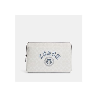 Laptop Sleeve In Signature Canvas With Coach Varsity