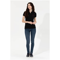 Kadın Siyah Basic Polo Yaka Tişört