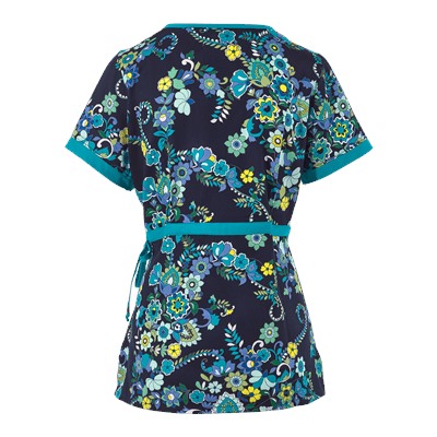 koi Scrubs Scandinavian Paisley Mock Wrap Top