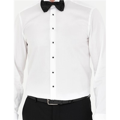Beyaz Slim Fit Smokin Gömlek