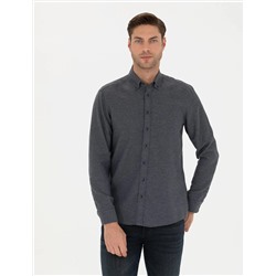 Lacivert Slim Fit Uzun Kollu Gömlek