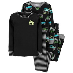 4-Piece Monster Truck 100% Snug Fit Cotton PJs