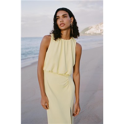 GATHERED MIDI DRESS
