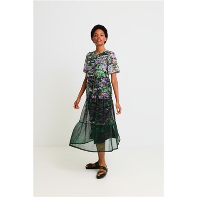 Vestido midi volantes