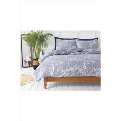 English Home Pure Flowers Krep King Size Nevresim Takımı 240x220 Cm Lacivert 10031459
