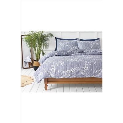 English Home Pure Flowers Krep King Size Nevresim Takımı 240x220 Cm Lacivert 10031459