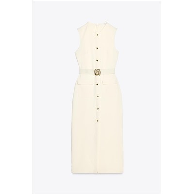 CREPE MIDI DRESS WITH BELT
