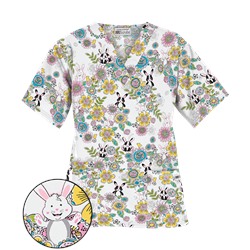 UA Hippity Hop White Print Scrub Top
