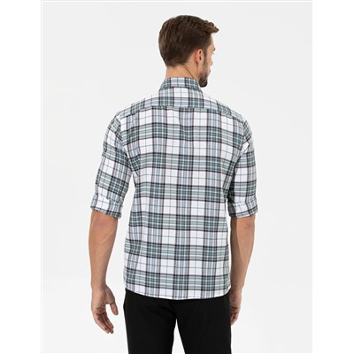 Su Yeşili Slim Fit Uzun Kollu Gömlek
