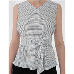 Beyaz Slim Fit Kolsuz Bluz