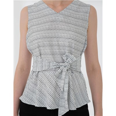 Beyaz Slim Fit Kolsuz Bluz